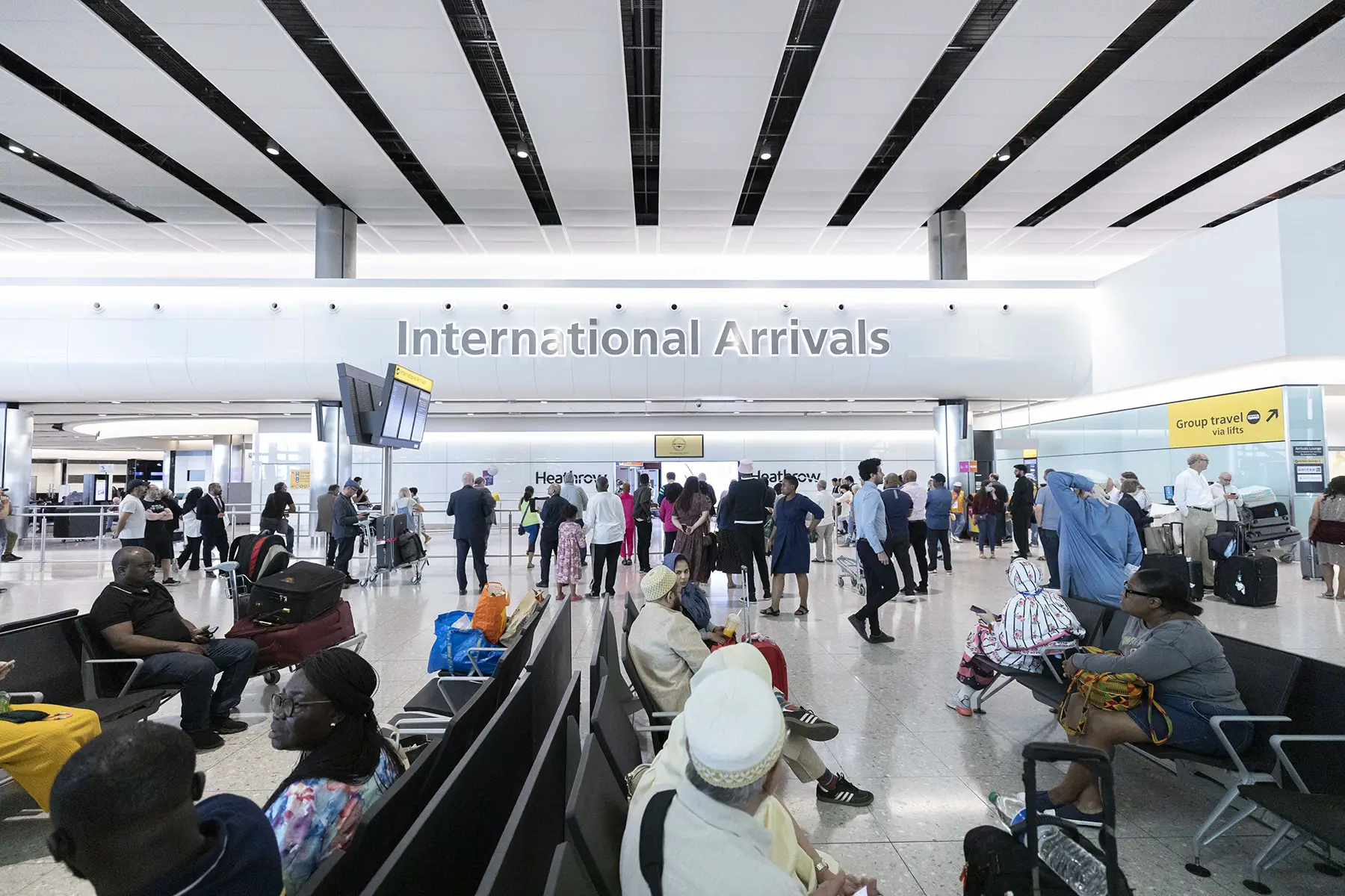 International arrivals area at London Heathrow