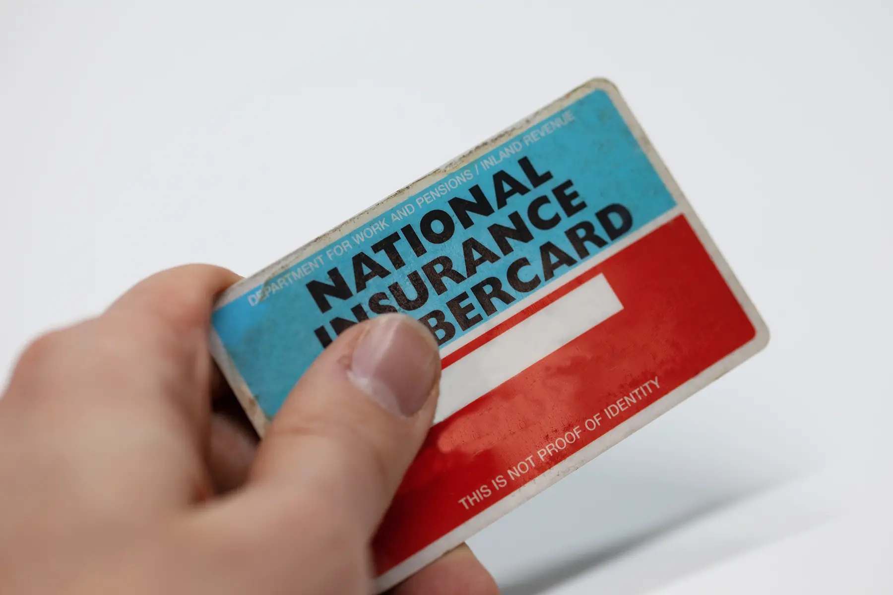 Close-up of a blank National Insurance numbercard