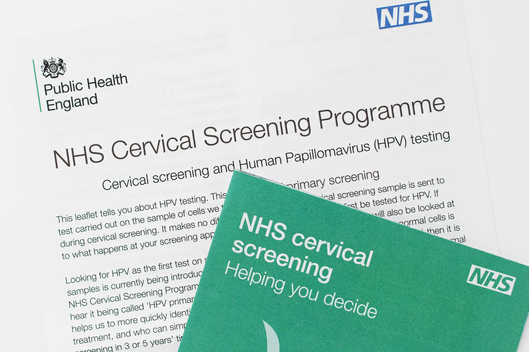 Cervical screening information letter and booklet from the NHS