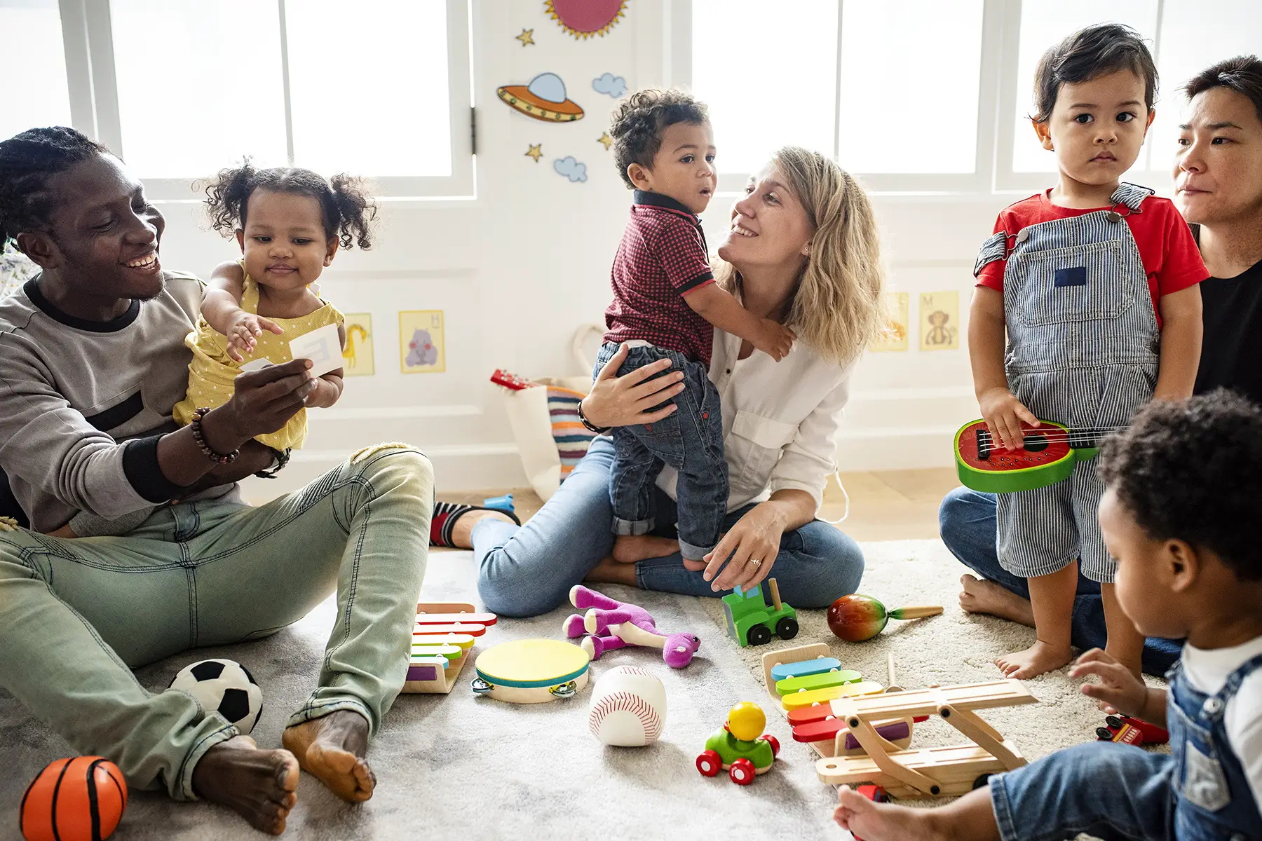 Parents with toddlers at playgroup and parent classes