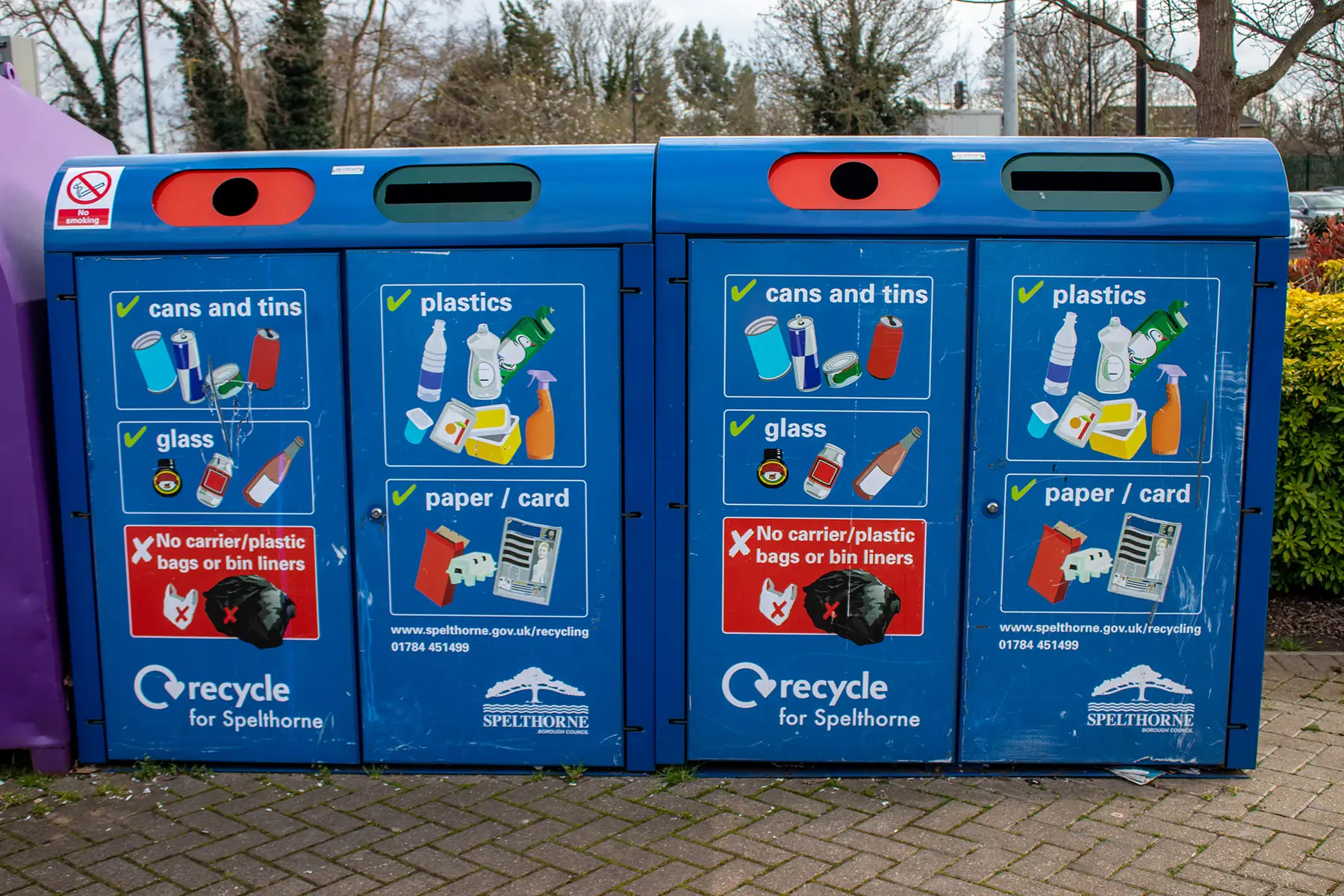 Recycling bins in Spelthorne, UK
