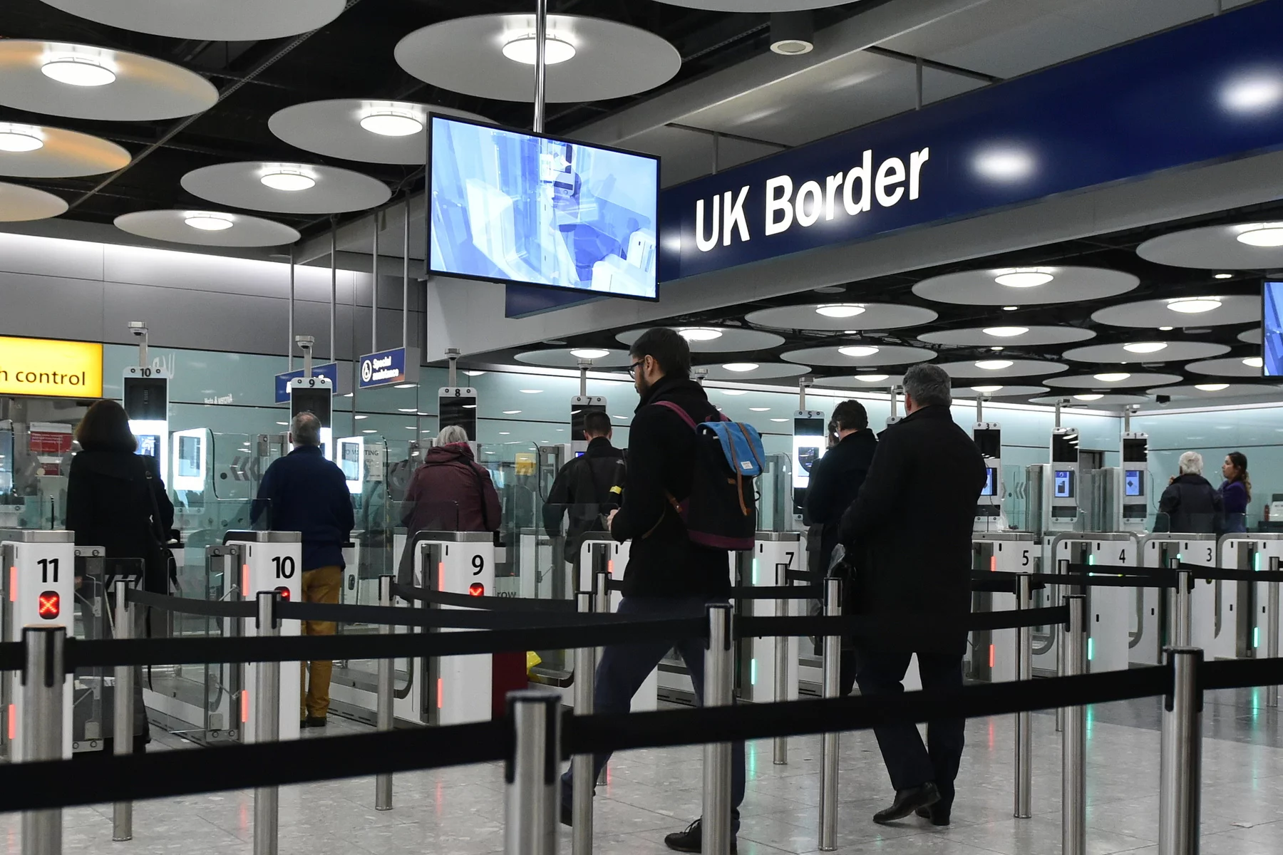 UK border control at an airport
