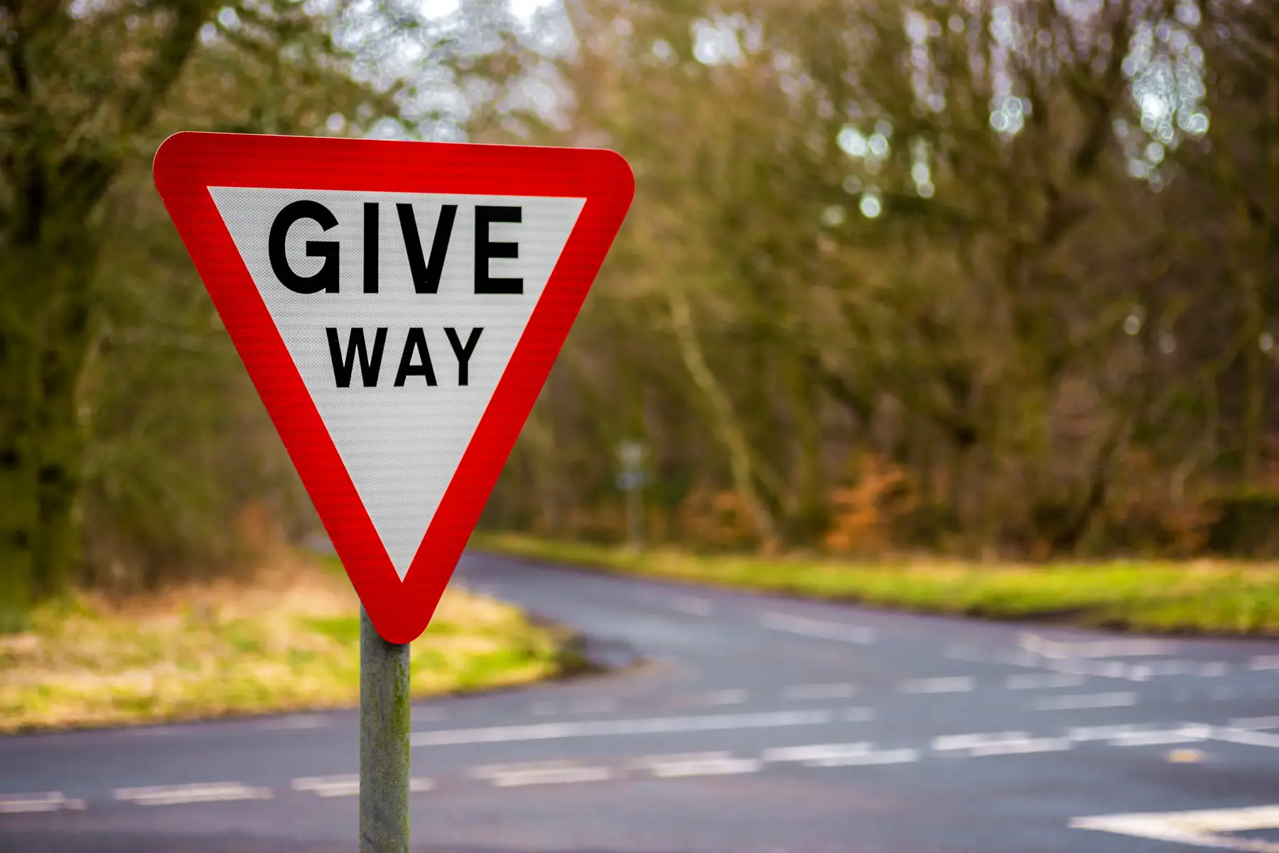 A give way sign on a UK road