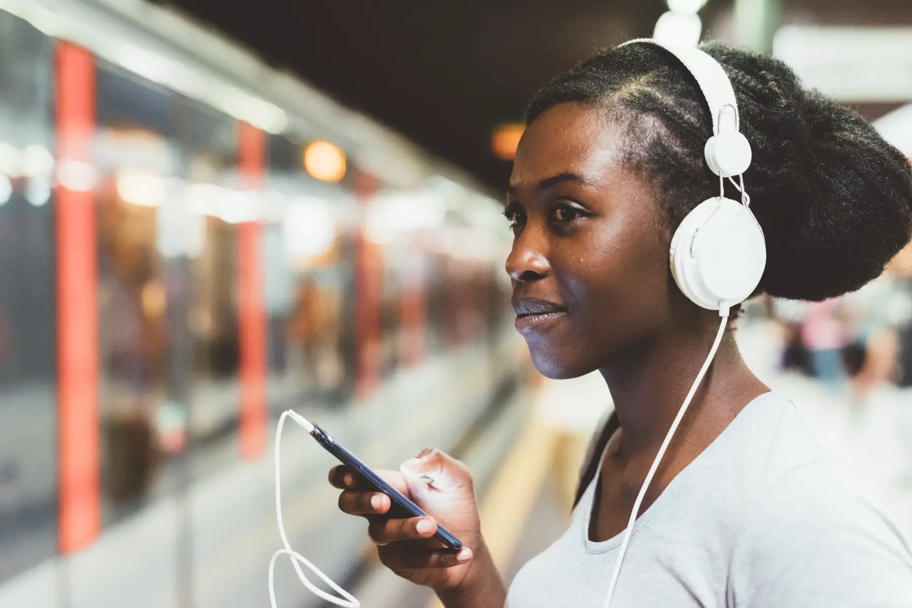 Commuter with headphones