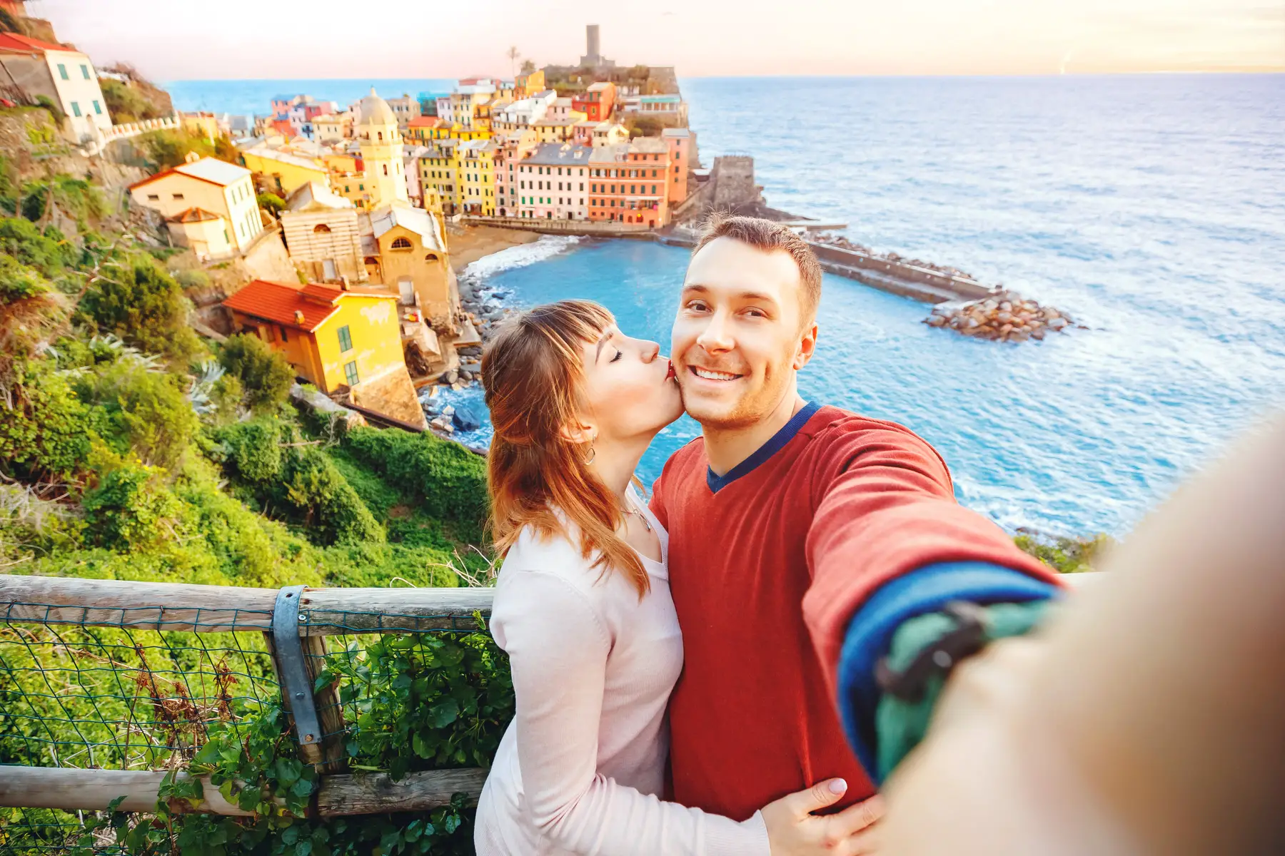 Couple visiting Cinque Terre