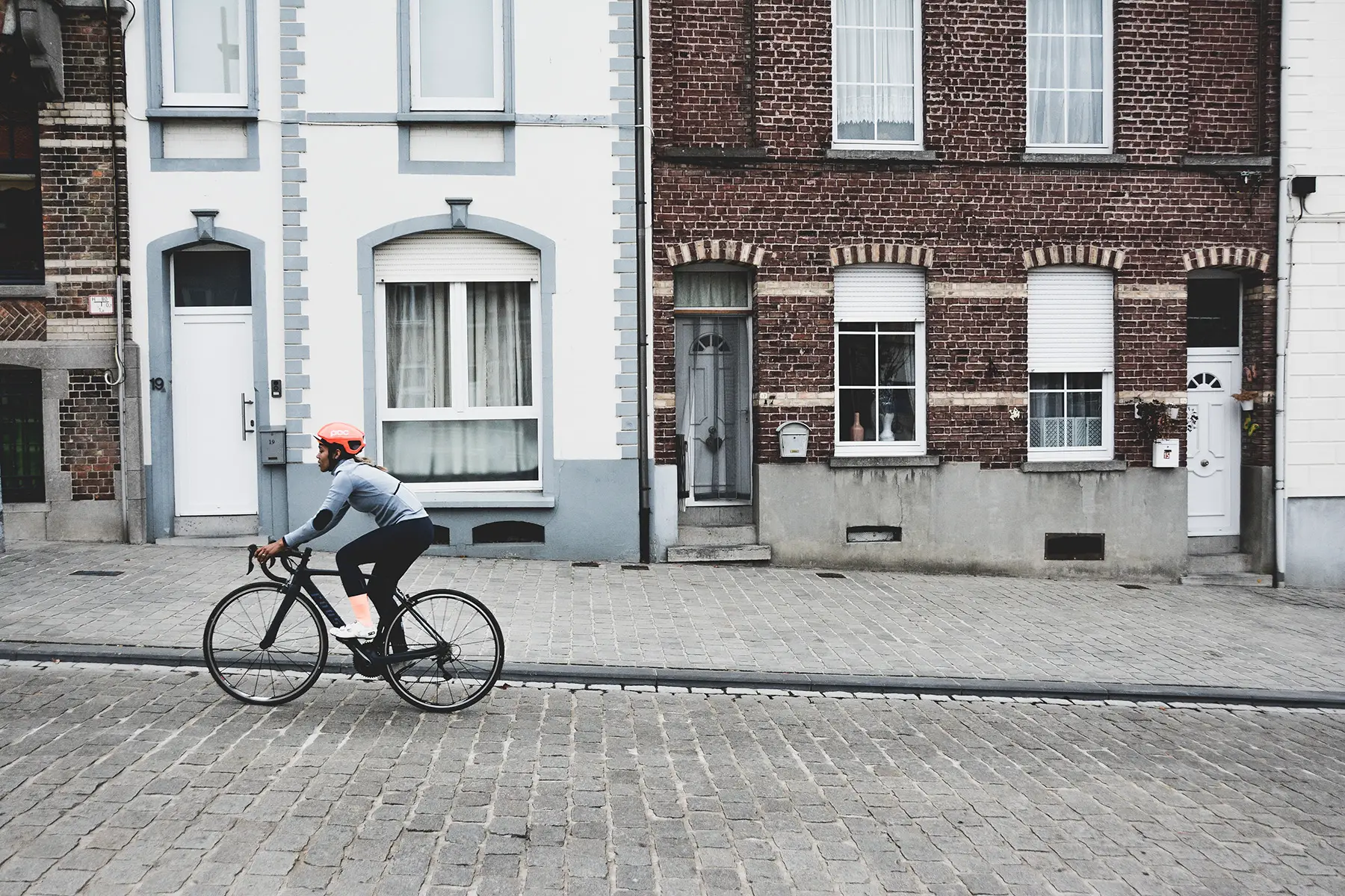Cyclist in a Belgian city