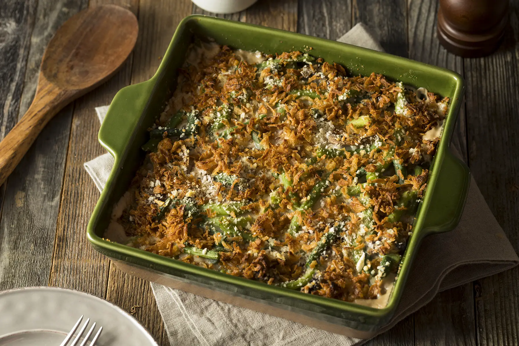 Step up your green bean casserole with a homemade gravy and a better crust.