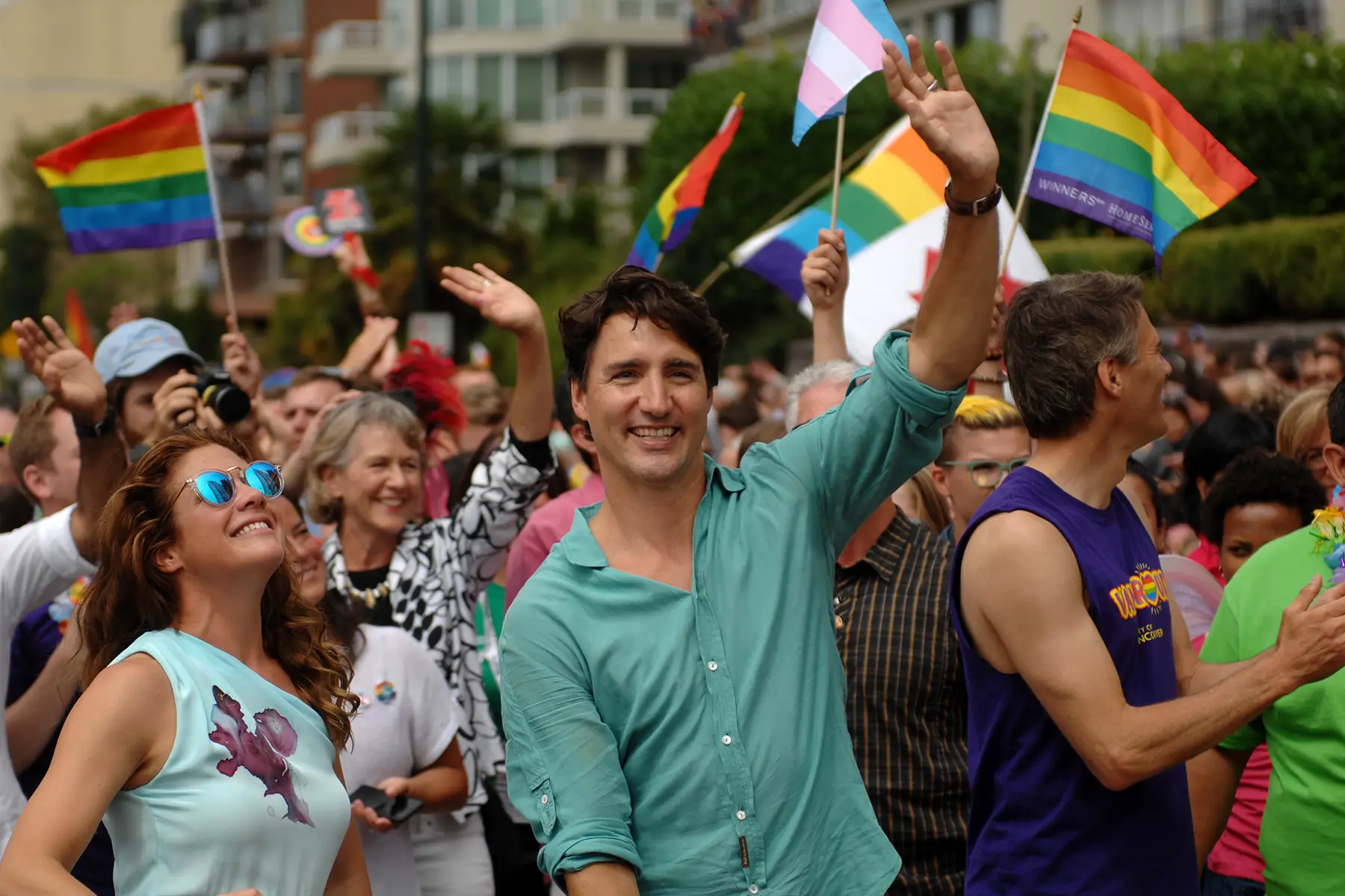 Canadian Prime Minister Justin Trudeau at the 2016 Vancouver Pride Parade