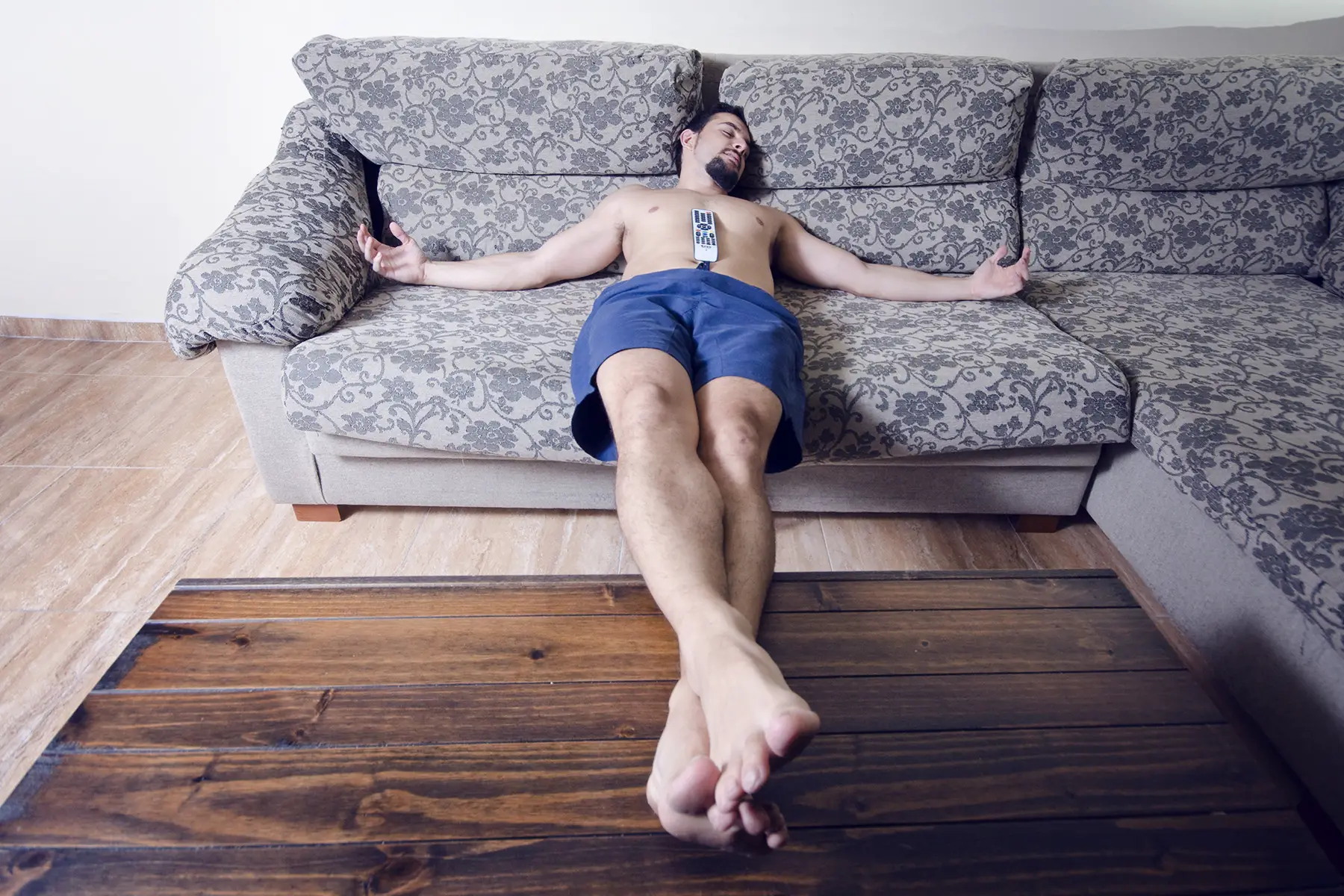 Man sleeping on a couch
