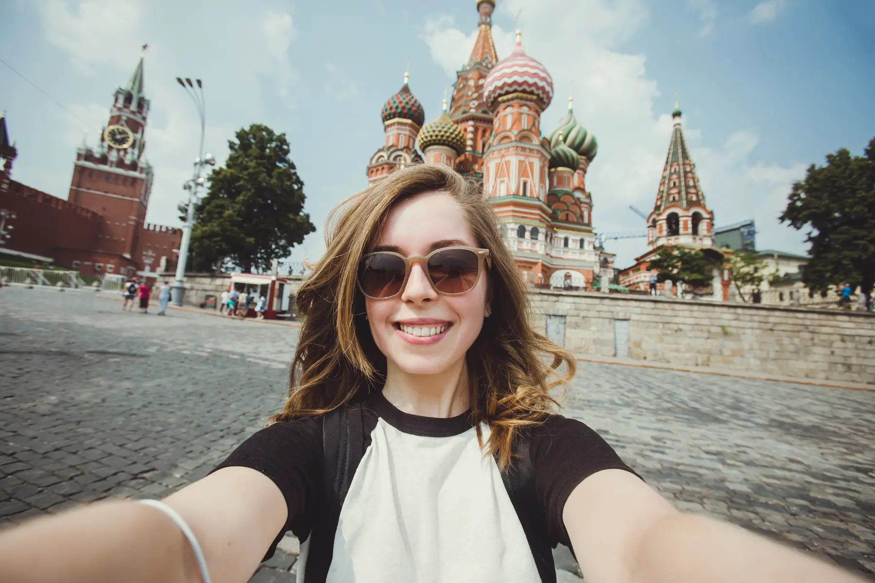 Taking a selfie on Red Square in Moscow