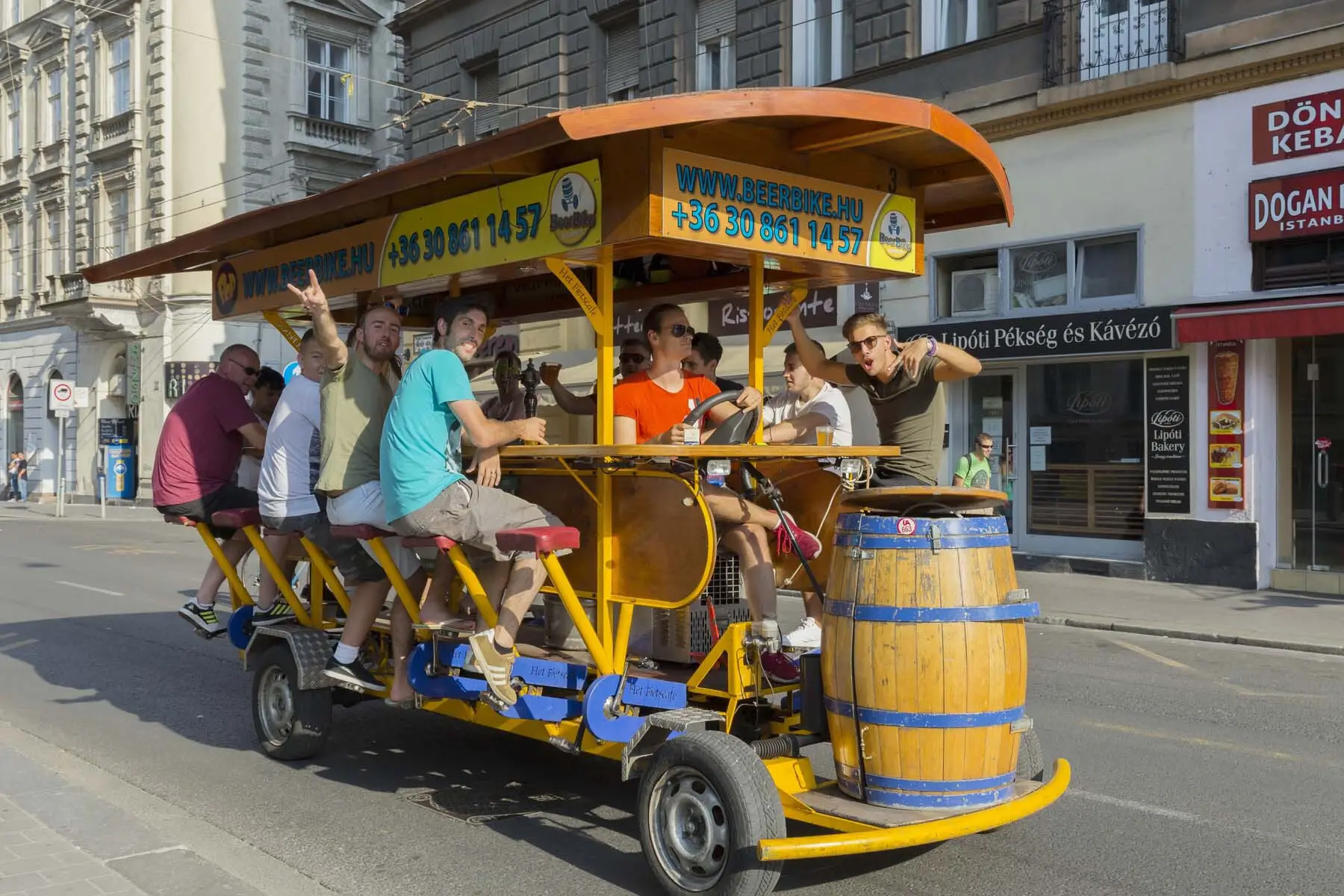 Stag party on a beer bike in Budapest