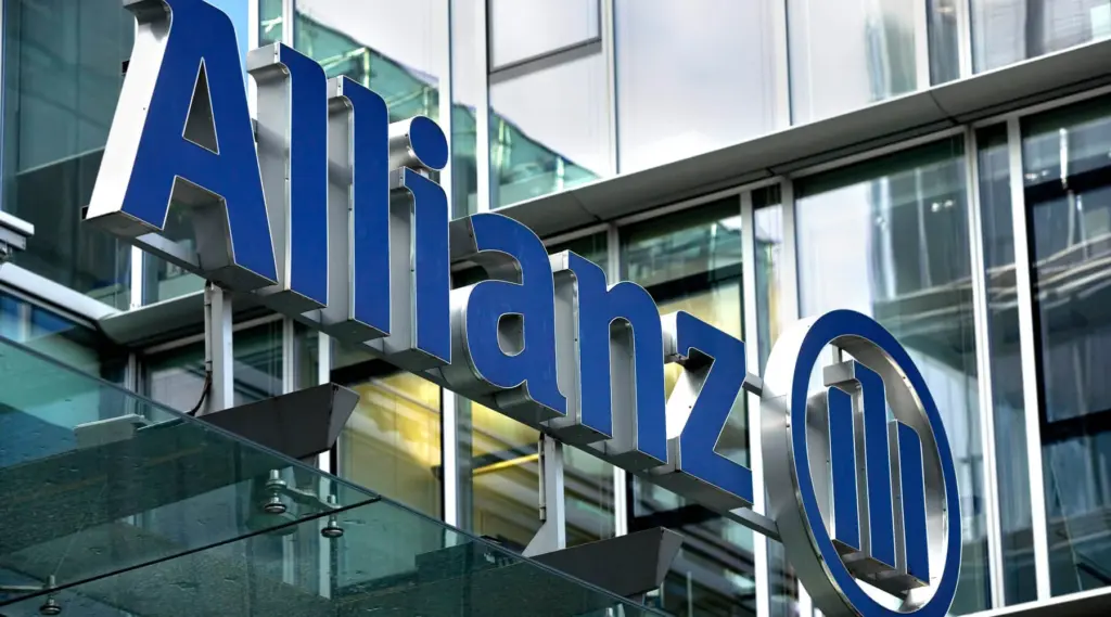Allianz logo on the outside of their office.