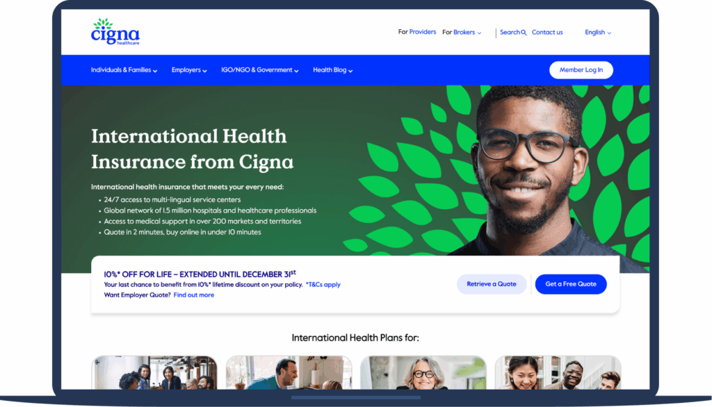 Cigna website on a laptop.