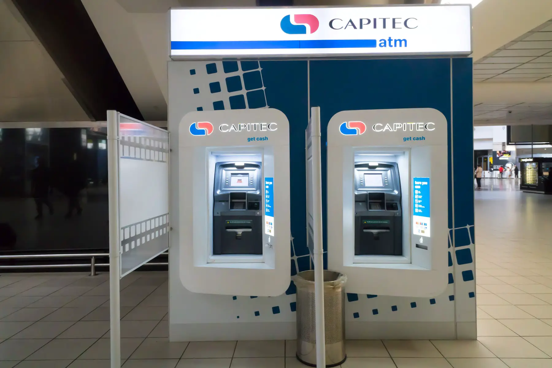 two Capitec bank ATMs side by side in a South African mall