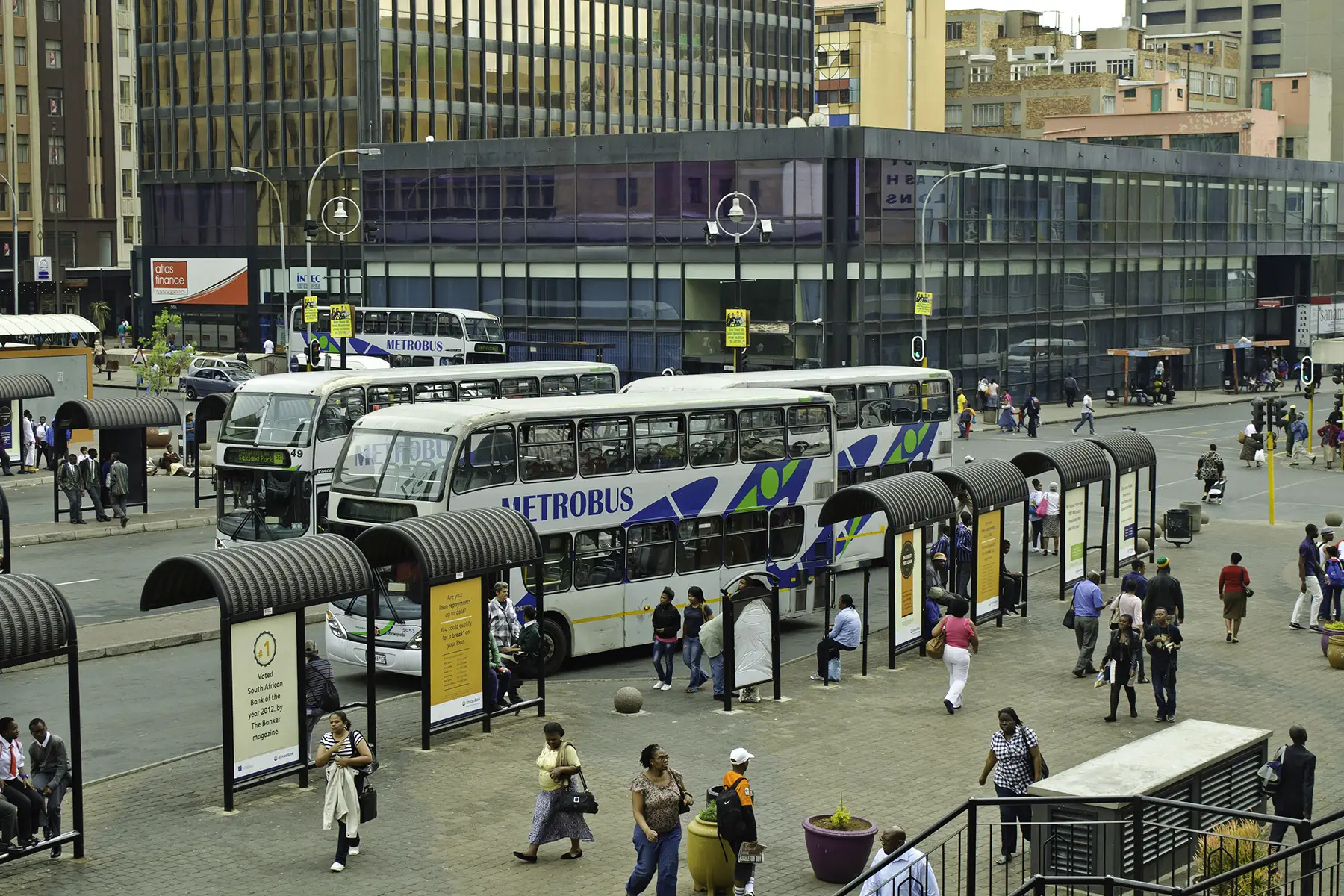 Buses at Gandhi Square in Johannesburg