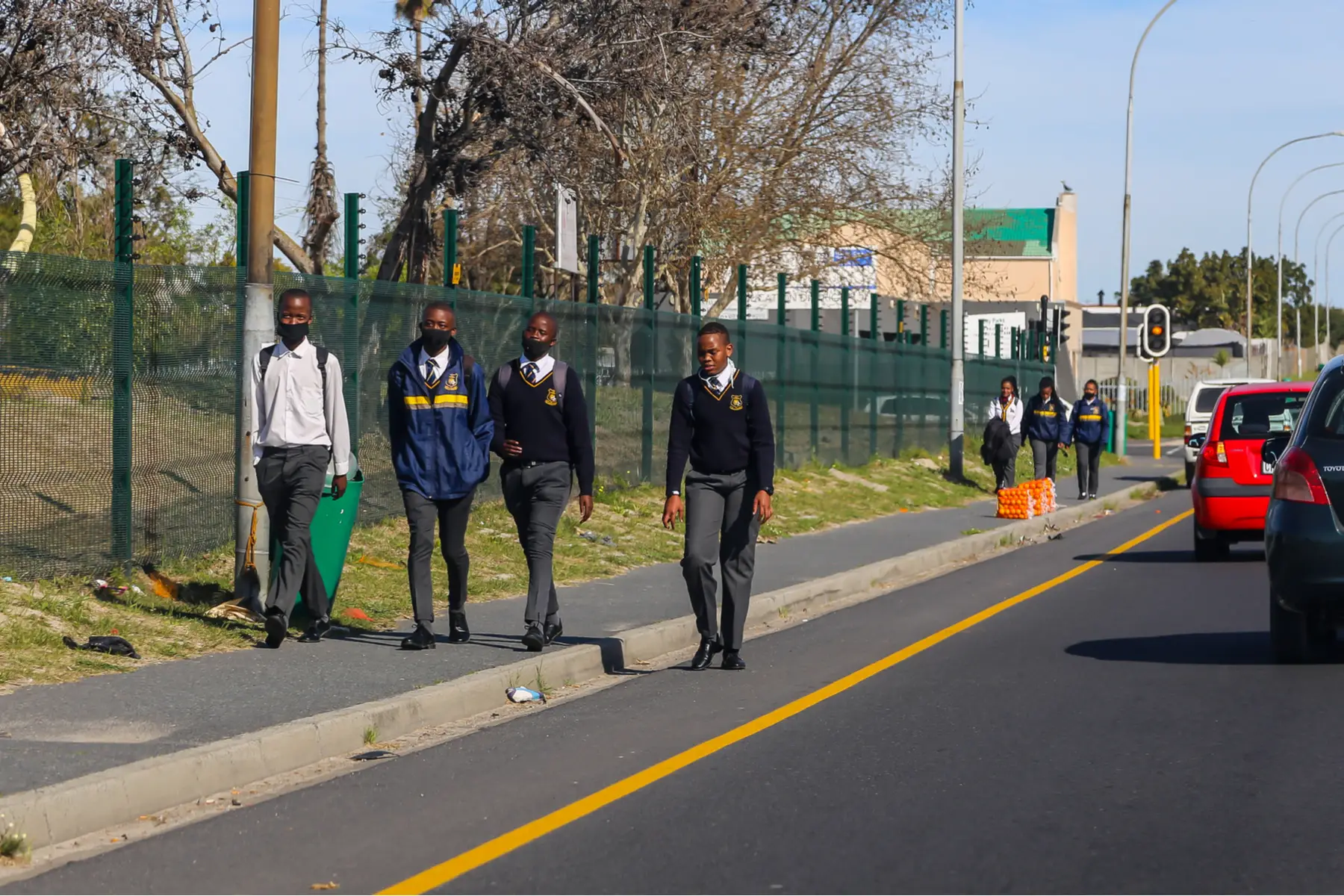 south african students wearing masks