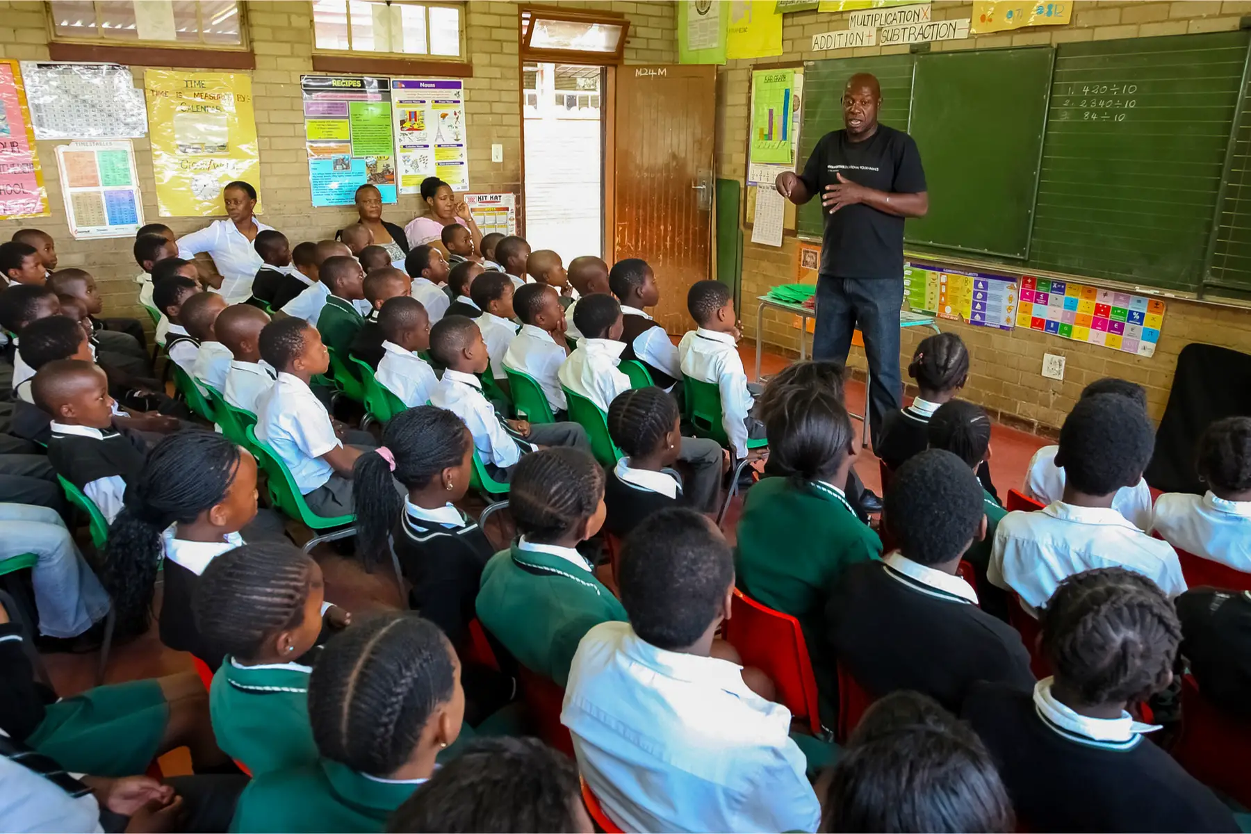 right to education: a teacher addresses pupils at a school in Johannesburg, South Africa