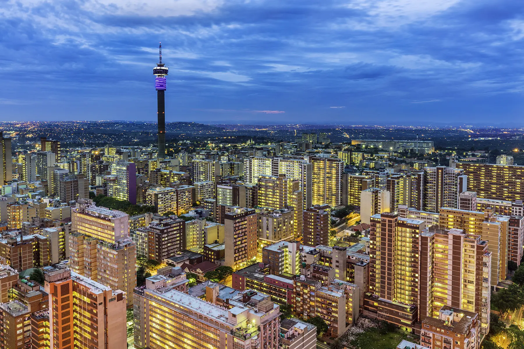 The Johannesburg skyline at dusk