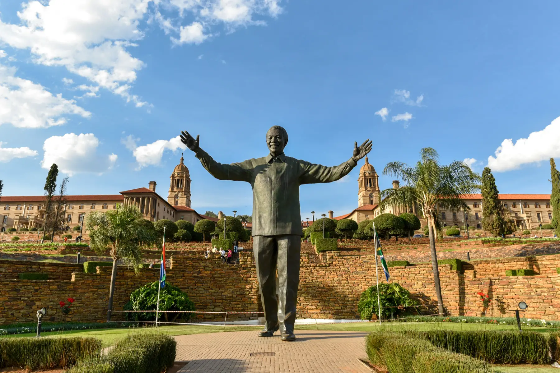 a statute of human rights icon Nelson Mandela in Pretoria, South Africa