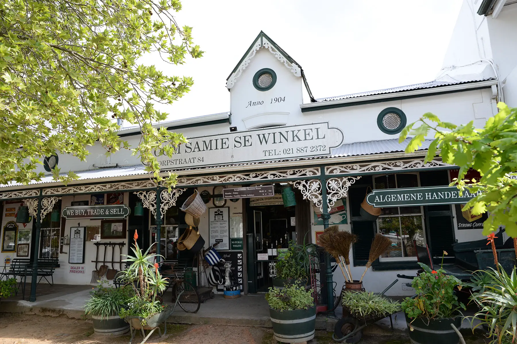 A well-known curiosity shop in Stellenbosch, South Africa, called 'Oom Samie se winkel' all written in Afrikaans