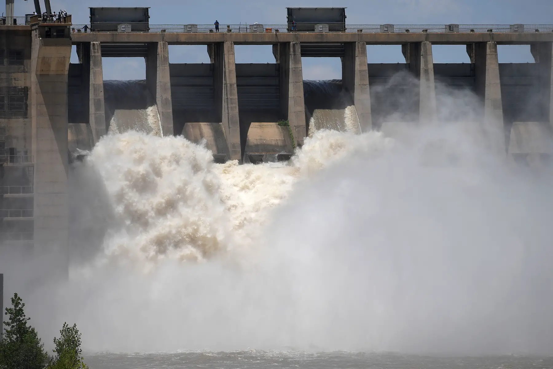 Water flows spectacularly from the Vaal Dam after several sluice gates were opened