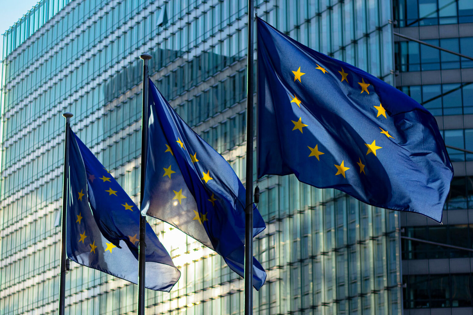 Three European Union flags.